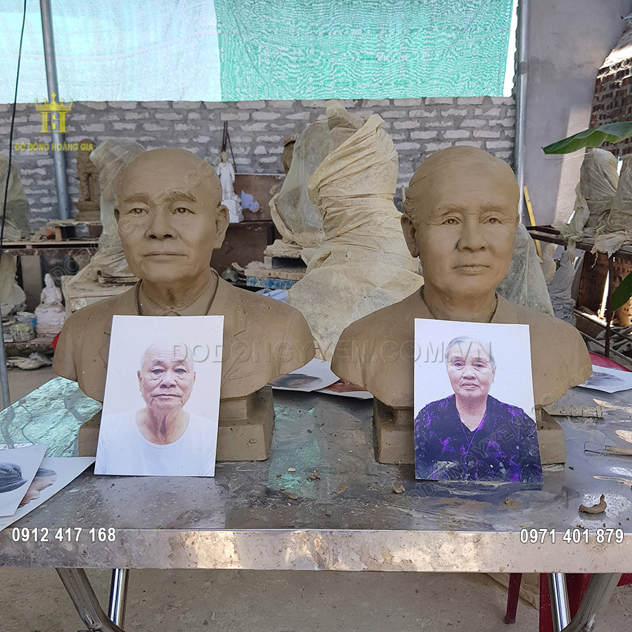 Tạo Mẫu Đất Đúc Tượng Đồng Truyền Thần Cụ Ông Cụ Bà